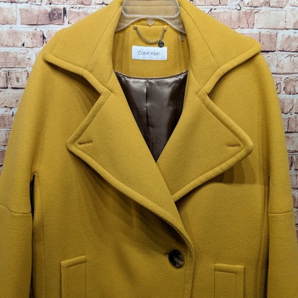 Calvin Klein Wool Blend Coat in Gold Size M - Picture 2 of 13